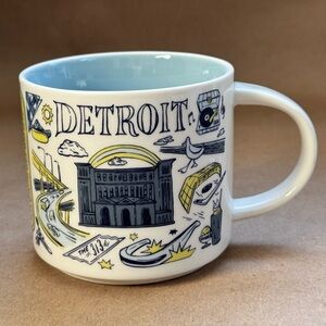 Starbucks 2022 Detroit Been There Series Blue and Yellow Coffee Mug. 14 fl oz